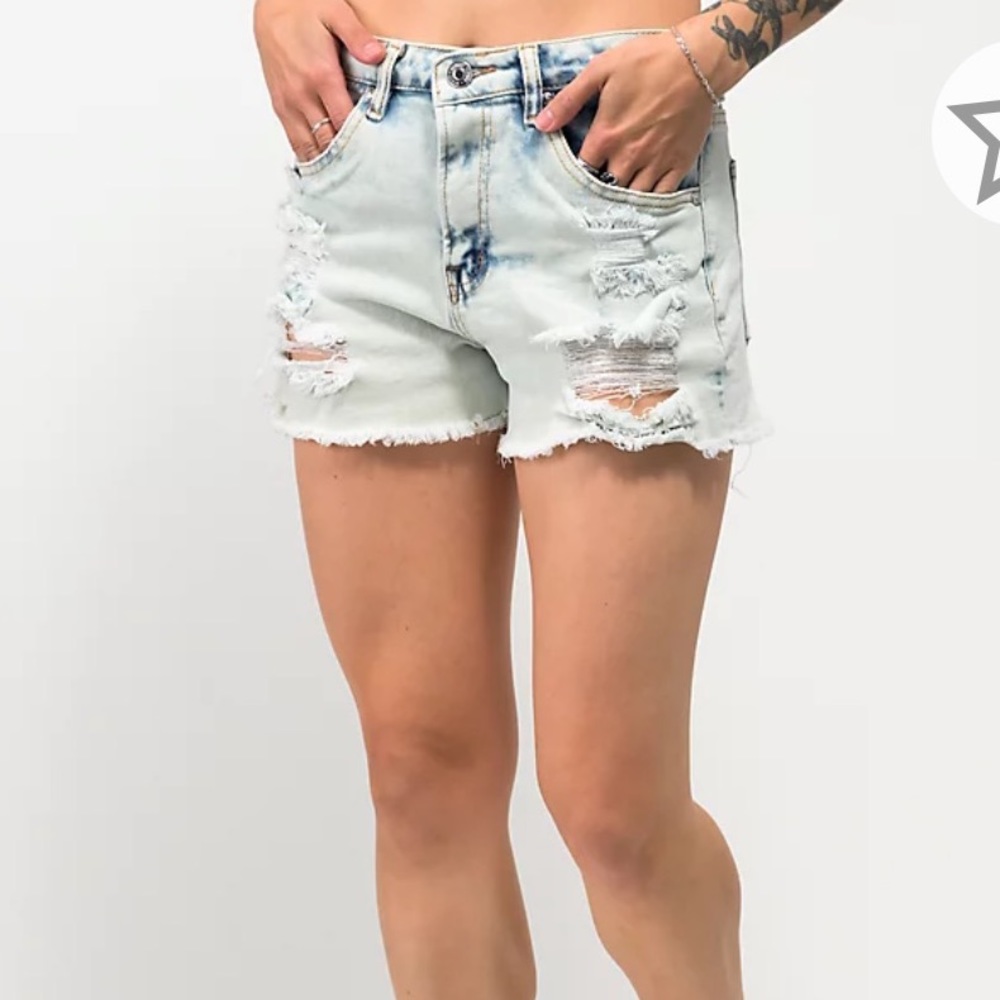 Almost Famous Distressed Light Wash High Rise Shorts